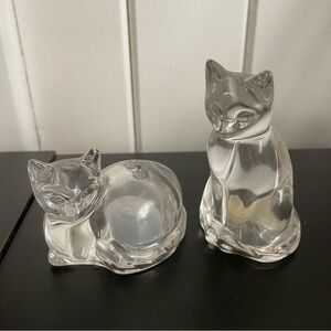 Vintage Glass Kitty Cat Salt Pepper Shaker Set Retro Collectible Fun